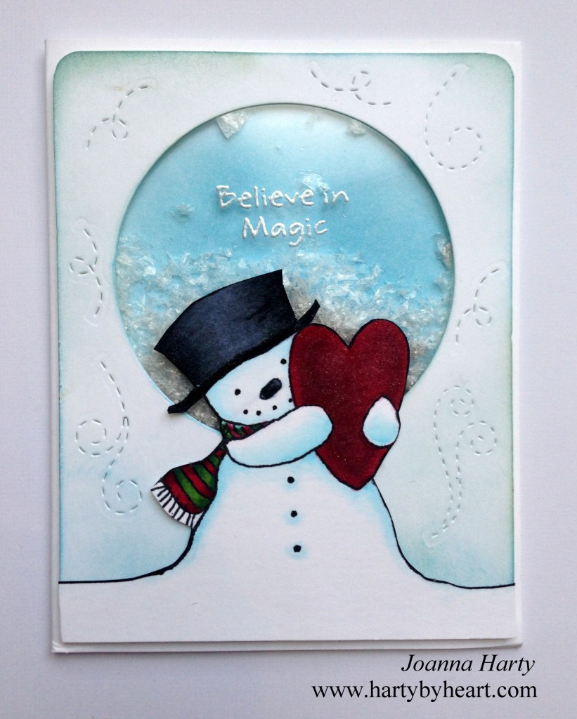 Christmas shaker card created by Joanna Harty using MFT stamps and Paper Smooches die